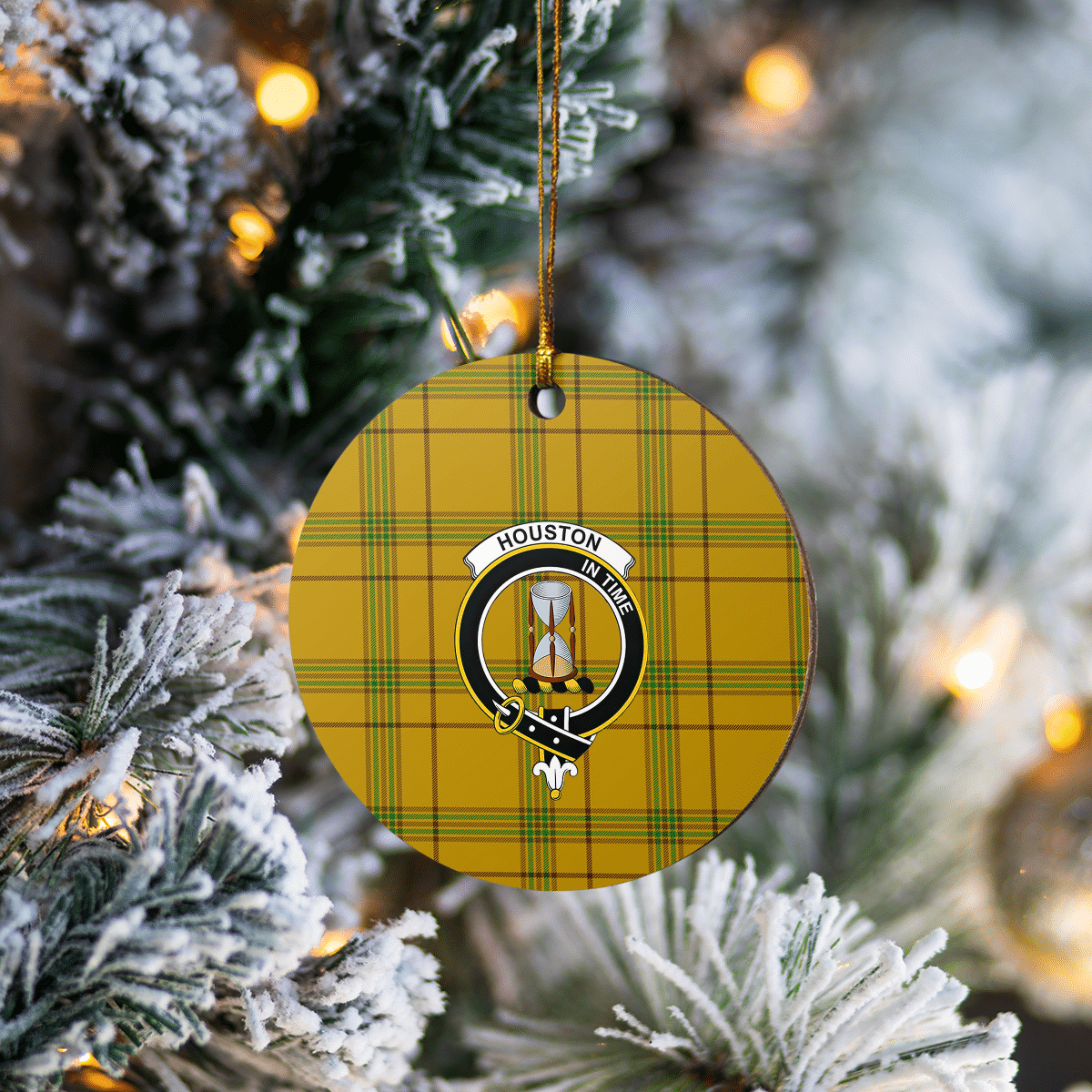 Clan Houston Tartan Crest Round Ceramic Ornament SD93 Houston Tartan Tartan Christmas   