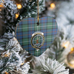 Clan Davidson of Tulloch Tartan Crest Heart Ceramic Ornament TB78 Davidson of Tulloch Tartan Tartan Christmas   