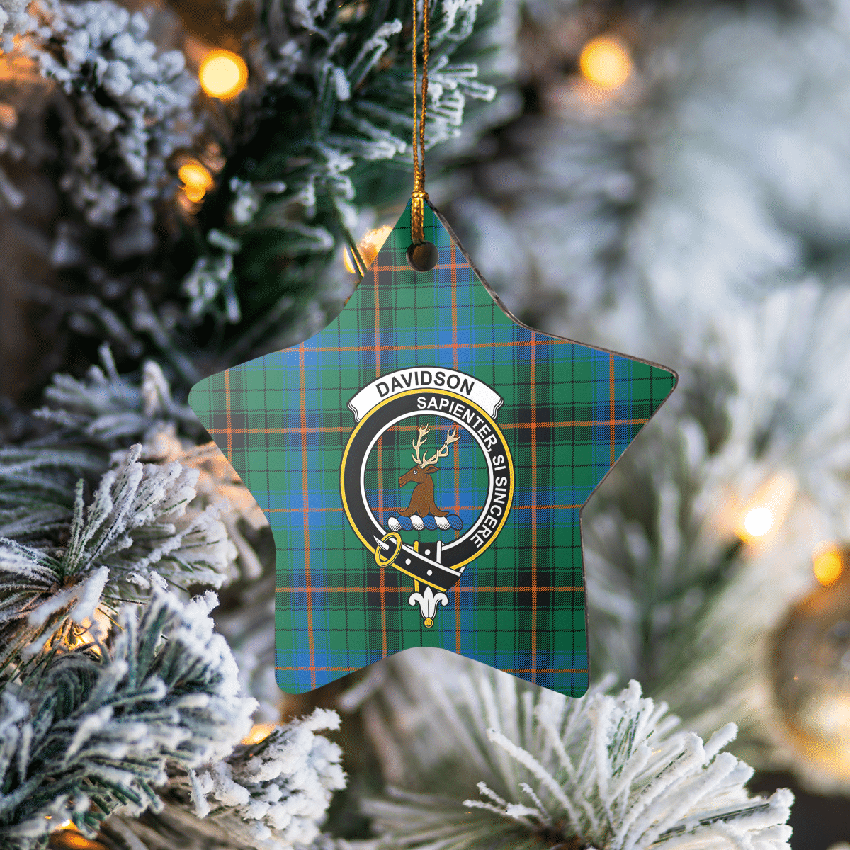 Clan Davidson Ancient Tartan Crest Star Ceramic Ornament GR83 Davidson Ancient Tartan Tartan Christmas   