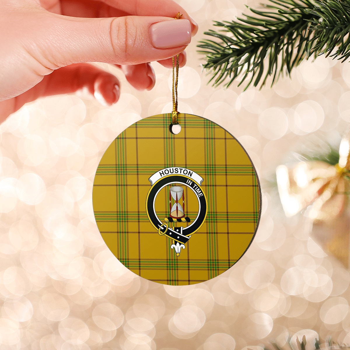 Clan Houston Tartan Crest Round Ceramic Ornament SD93 Houston Tartan Tartan Christmas   