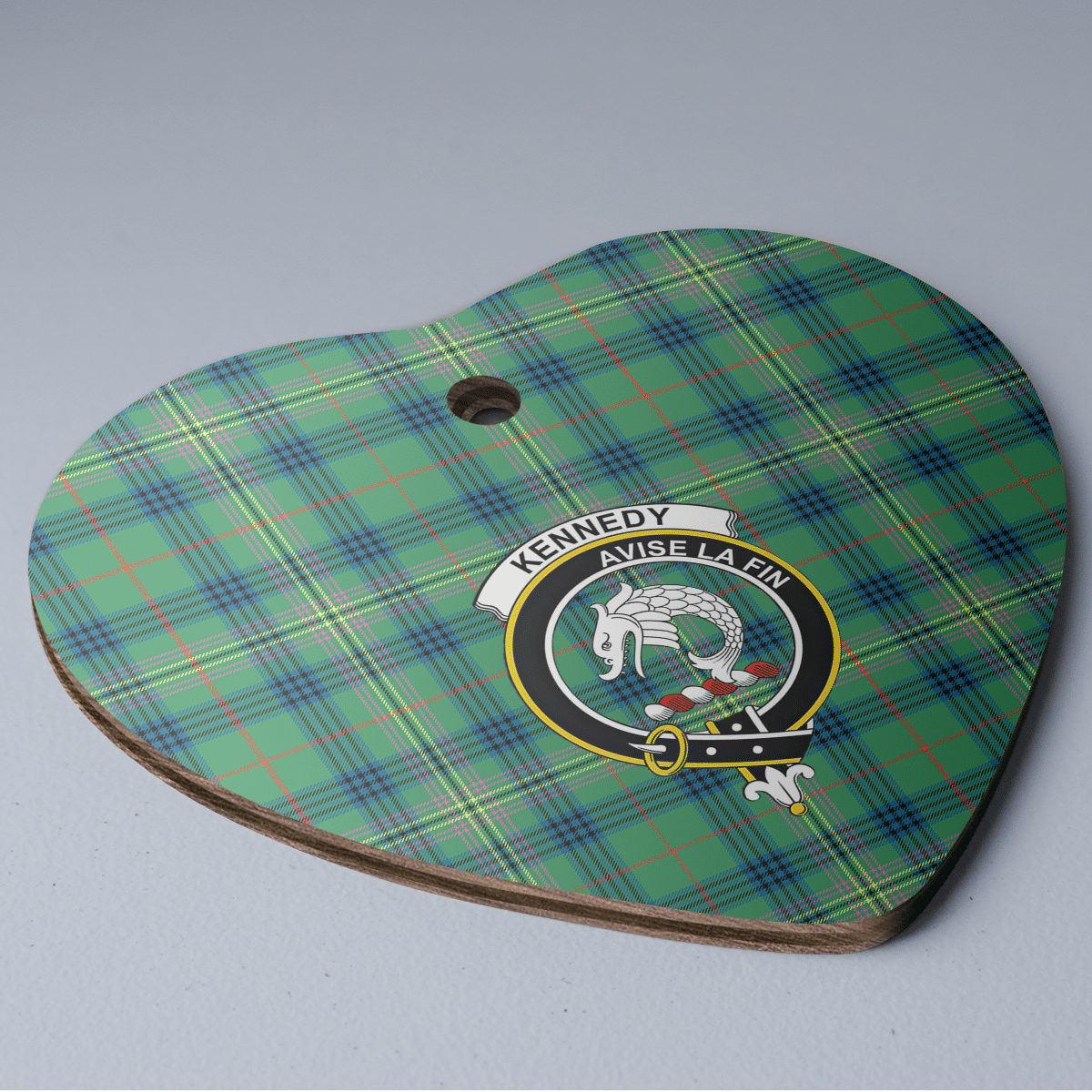 Clan Kennedy Ancient Tartan Crest Heart Ceramic Ornament JY58 Kennedy Ancient Tartan Tartan Christmas   