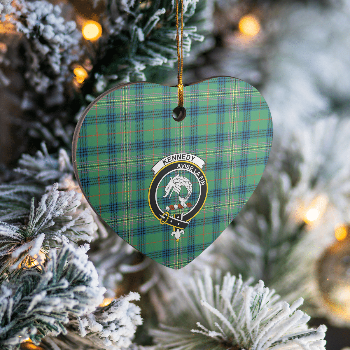 Clan Kennedy Ancient Tartan Crest Heart Ceramic Ornament JY58 Kennedy Ancient Tartan Tartan Christmas   