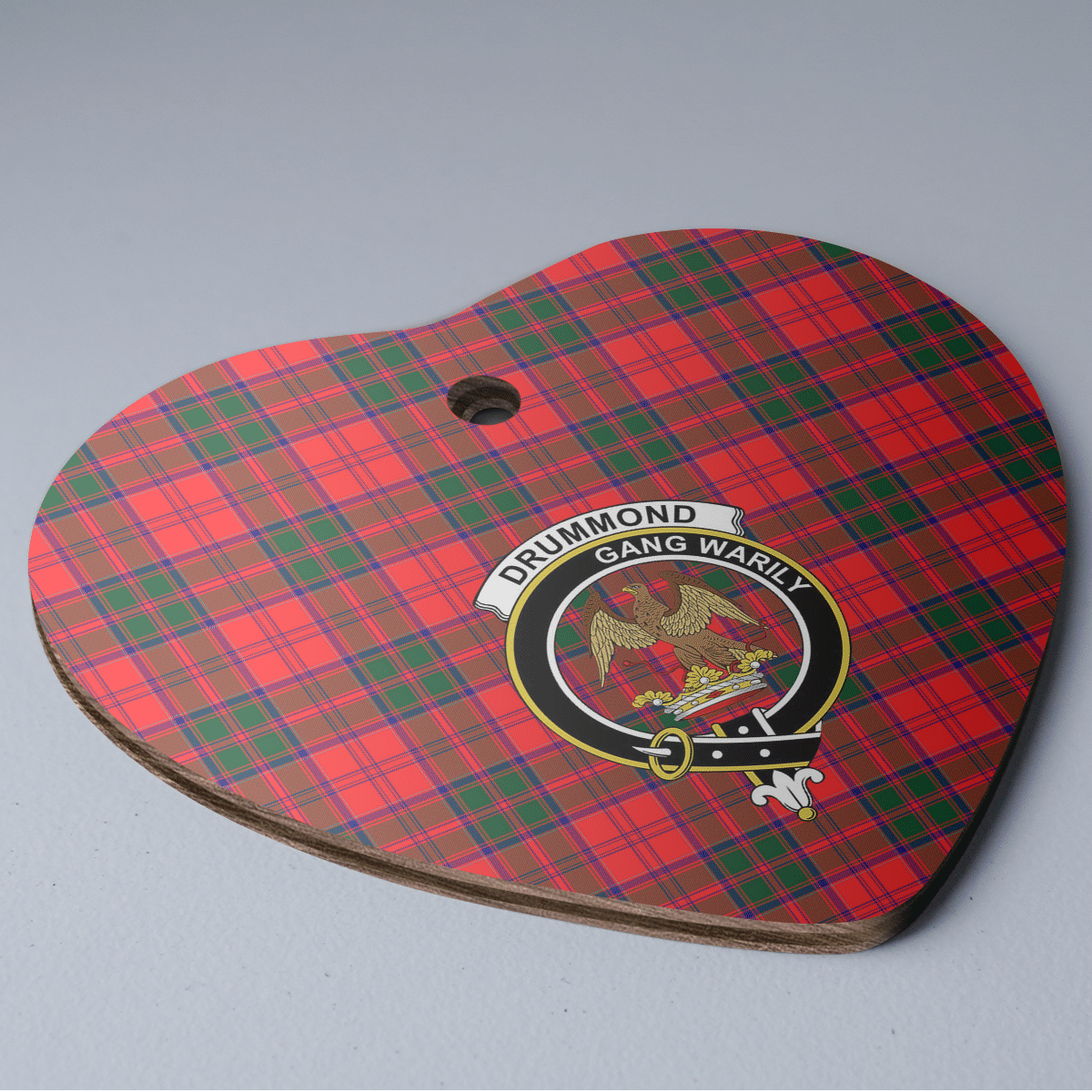 Clan Drummond Modern Tartan Crest Heart Ceramic Ornament QC93 Drummond Modern Tartan Tartan Christmas   