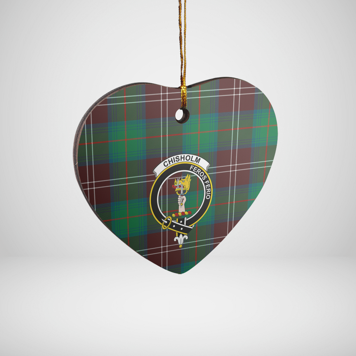 Clan Chisholm Hunting Ancient Tartan Crest Heart Ceramic Ornament TK73 Chisholm Hunting Ancient Tartan Tartan Christmas   