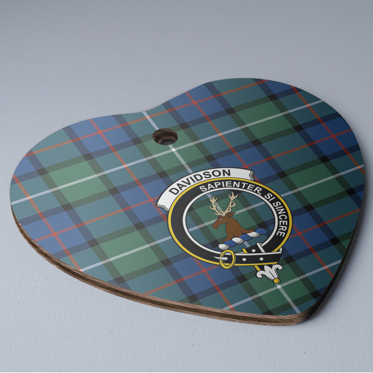 Clan Davidson of Tulloch Tartan Crest Heart Ceramic Ornament TB78 Davidson of Tulloch Tartan Tartan Christmas   