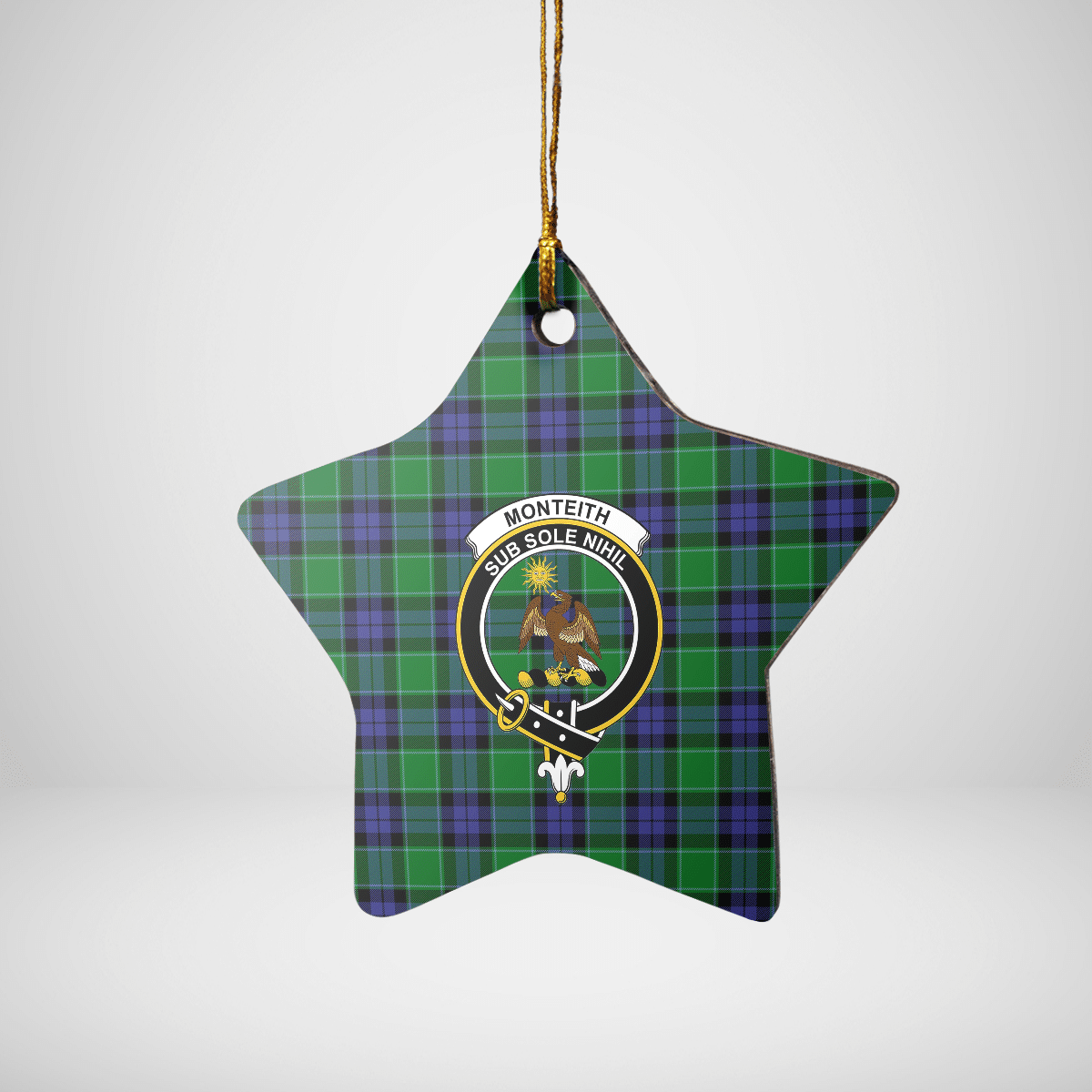 Clan Monteith Tartan Crest Star Ceramic Ornament IR86 Monteith Tartan Tartan Christmas   