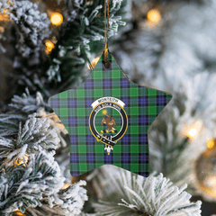 Clan Monteith Tartan Crest Star Ceramic Ornament IR86 Monteith Tartan Tartan Christmas   