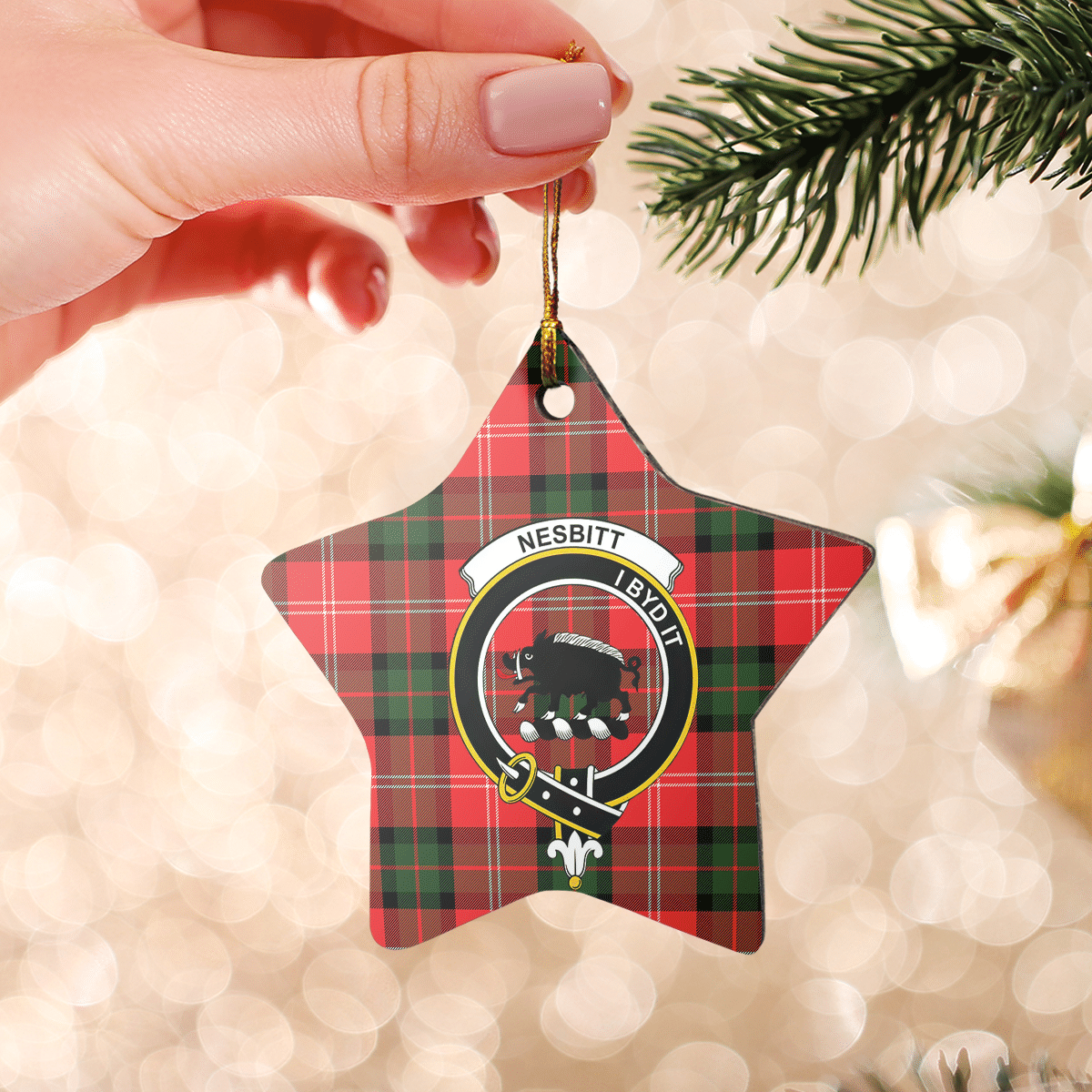 Clan Nesbitt Modern Tartan Crest Star Ceramic Ornament IH13 Nesbitt Modern Tartan Tartan Christmas   