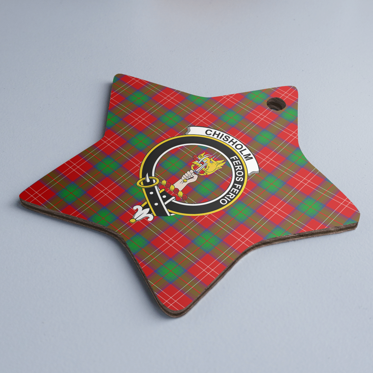 Clan Chisholm Tartan Crest Star Ceramic Ornament DK52 Chisholm Tartan Tartan Christmas   