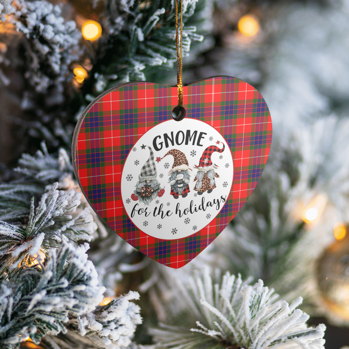 Clan Fraser Modern Tartan Tartan Crest Gnome Heart Ceramic Ornament WV84 Fraser Modern Tartan Tartan Christmas   