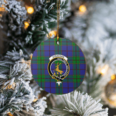 Clan Strachan Tartan Crest Round Ceramic Ornament NR11 Strachan Tartan Tartan Christmas   