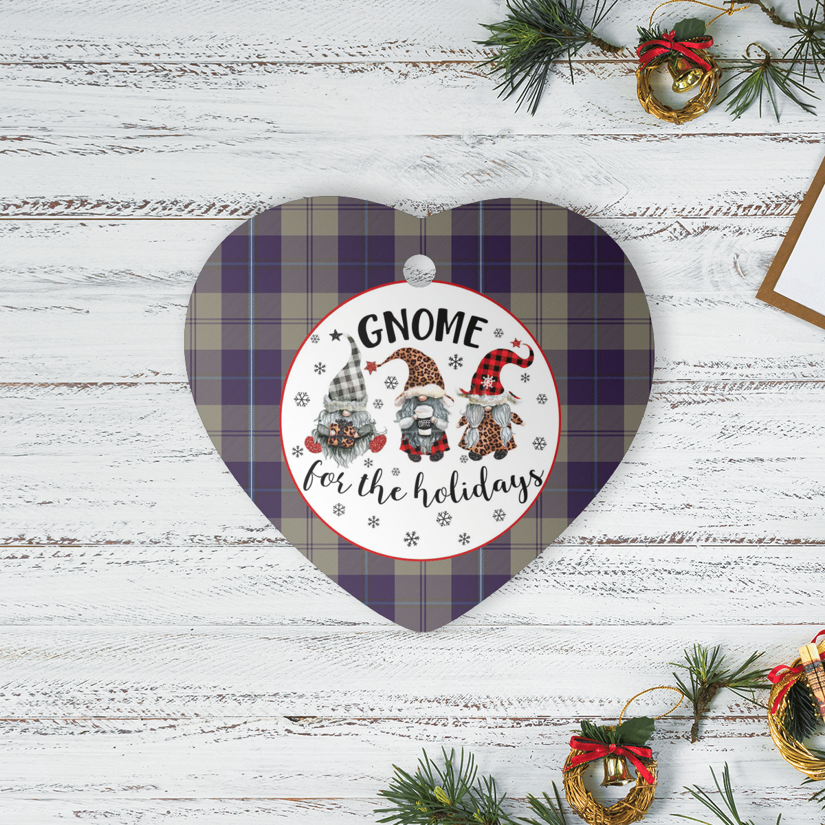 Clan Cunningham Dress Blue Dancers Tartan Tartan Crest Gnome Heart Ceramic Ornament JZ95 Cunningham Dress Blue Dancers Tartan Tartan Christmas   