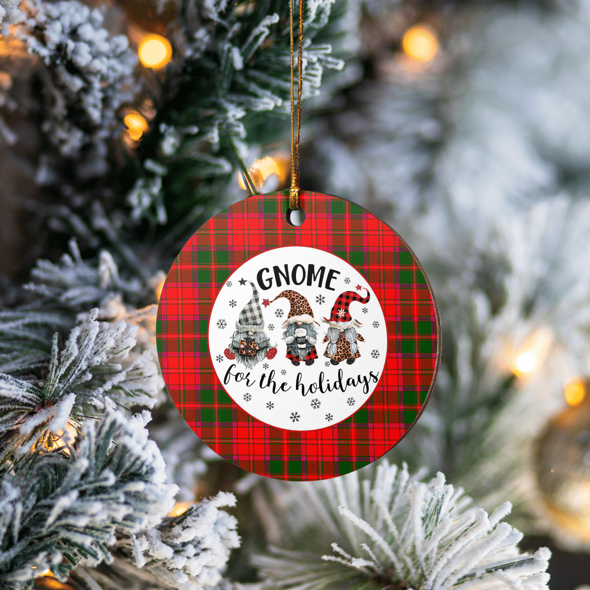 Clan Crief District Tartan Tartan Crest Gnome Round Ceramic Ornament US57 Crief District Tartan Tartan Christmas   