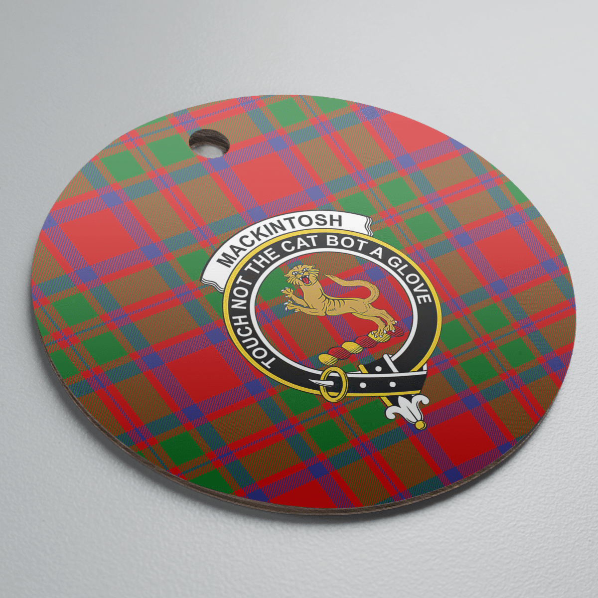 Clan MacKintosh Modern Tartan Crest Round Ceramic Ornament BN84 MacKintosh Modern Tartan Tartan Christmas   