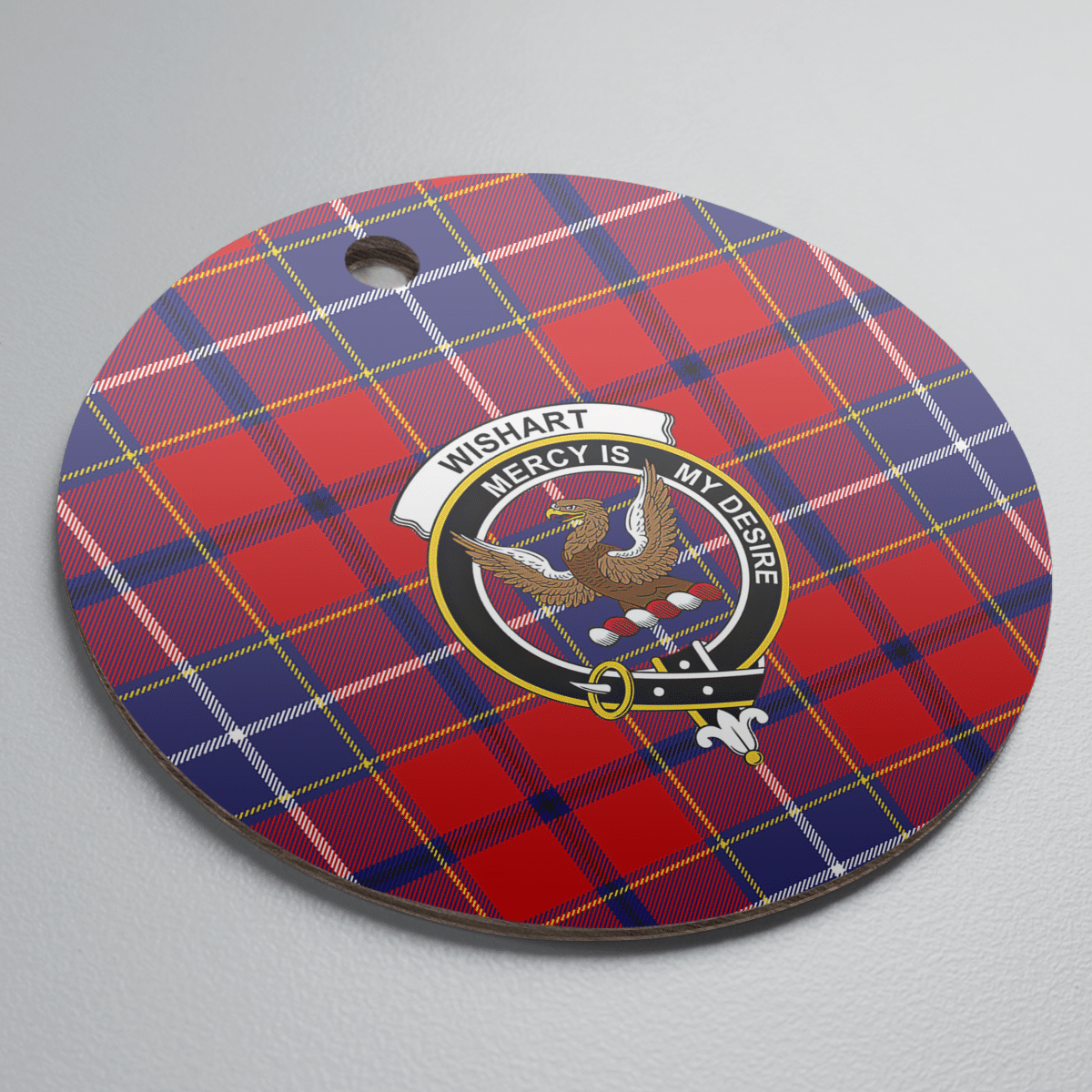 Clan Wishart Dress Tartan Crest Round Ceramic Ornament WE77 Wishart Dress Tartan Tartan Christmas   