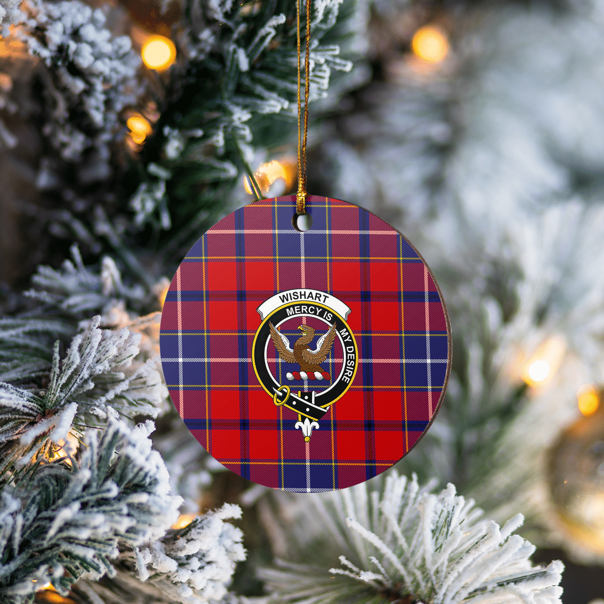 Clan Wishart Dress Tartan Crest Round Ceramic Ornament WE77 Wishart Dress Tartan Tartan Christmas   