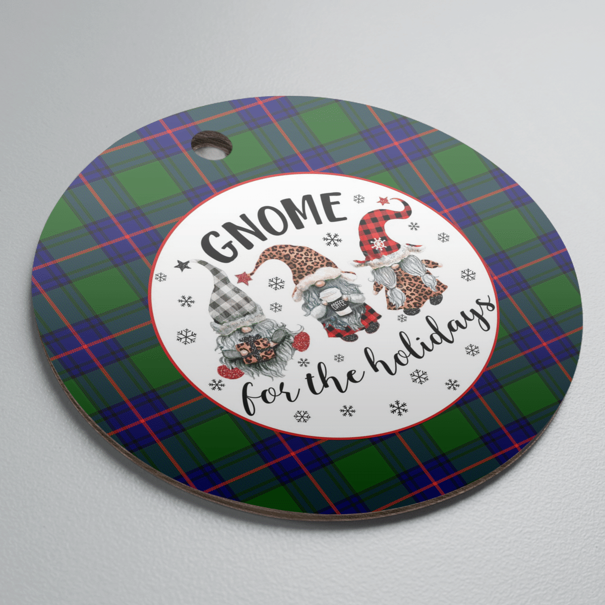 Clan Shaw Modern Tartan Tartan Crest Gnome Round Ceramic Ornament OK78 Shaw Modern Tartan Tartan Christmas   