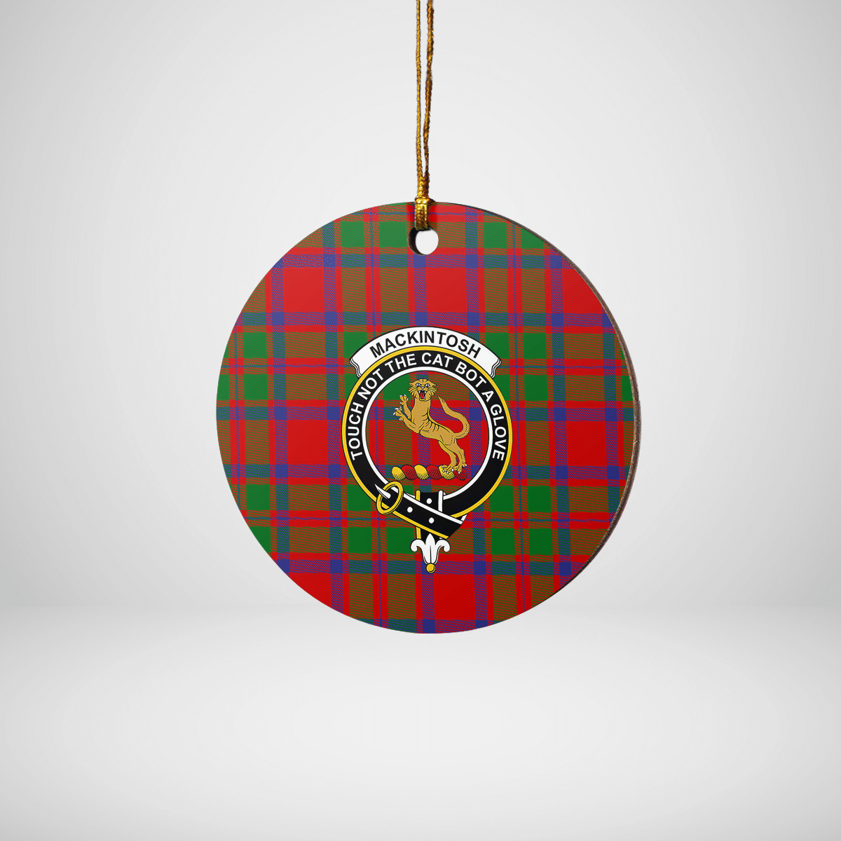 Clan MacKintosh Modern Tartan Crest Round Ceramic Ornament BN84 MacKintosh Modern Tartan Tartan Christmas   