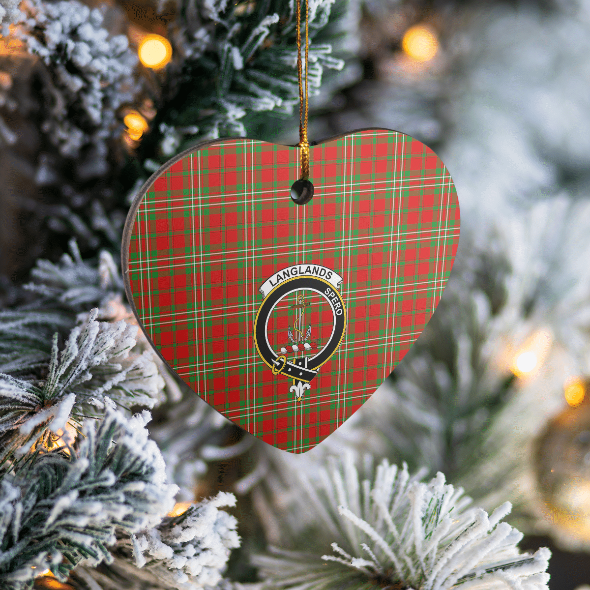 Clan Langlands Tartan Crest Heart Ceramic Ornament QM11 Langlands Tartan Tartan Christmas   