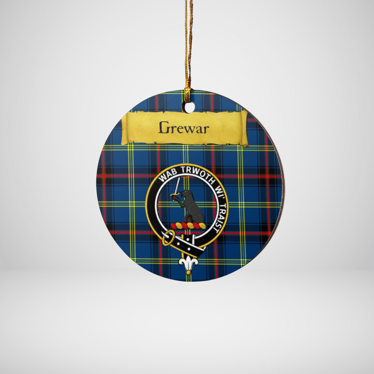 Clan Grewar Tartan Crest Round Ceramic Ornament UO56 Grewar Tartan Tartan Christmas   