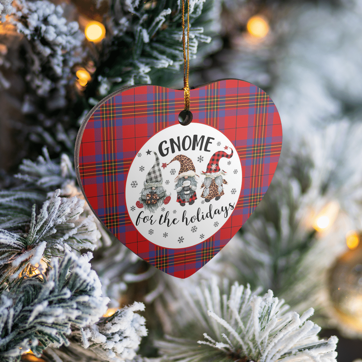 Clan Leslie Modern Tartan Tartan Crest Gnome Heart Ceramic Ornament BY56 Leslie Modern Tartan Tartan Christmas   