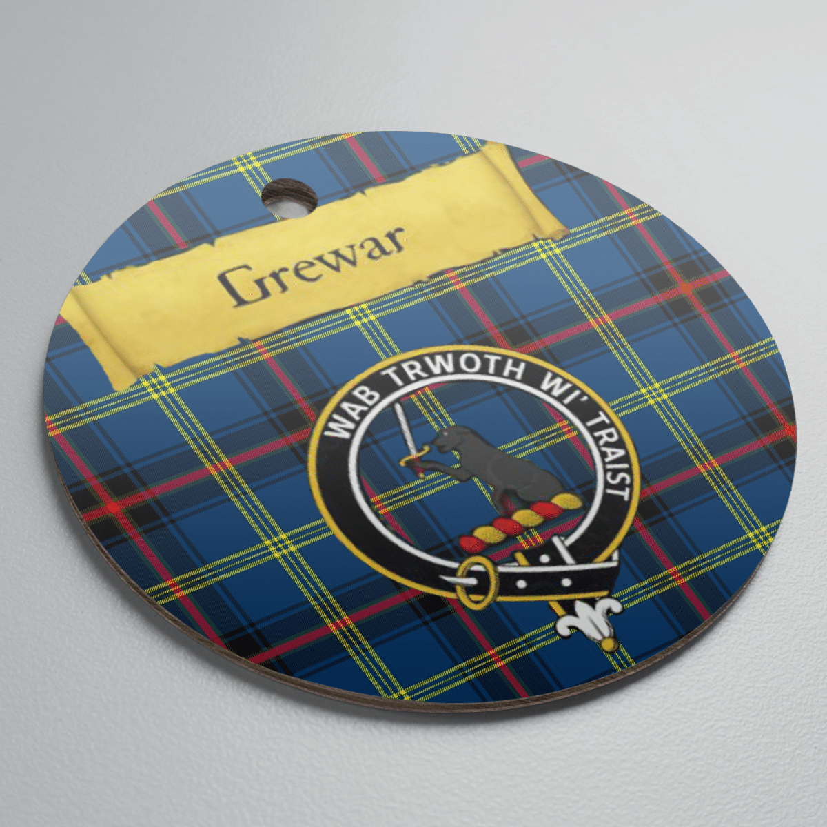 Clan Grewar Tartan Crest Round Ceramic Ornament UO56 Grewar Tartan Tartan Christmas   