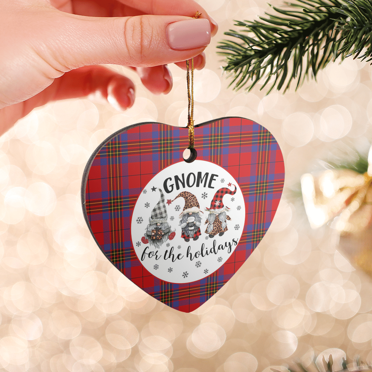 Clan Leslie Modern Tartan Tartan Crest Gnome Heart Ceramic Ornament BY56 Leslie Modern Tartan Tartan Christmas   