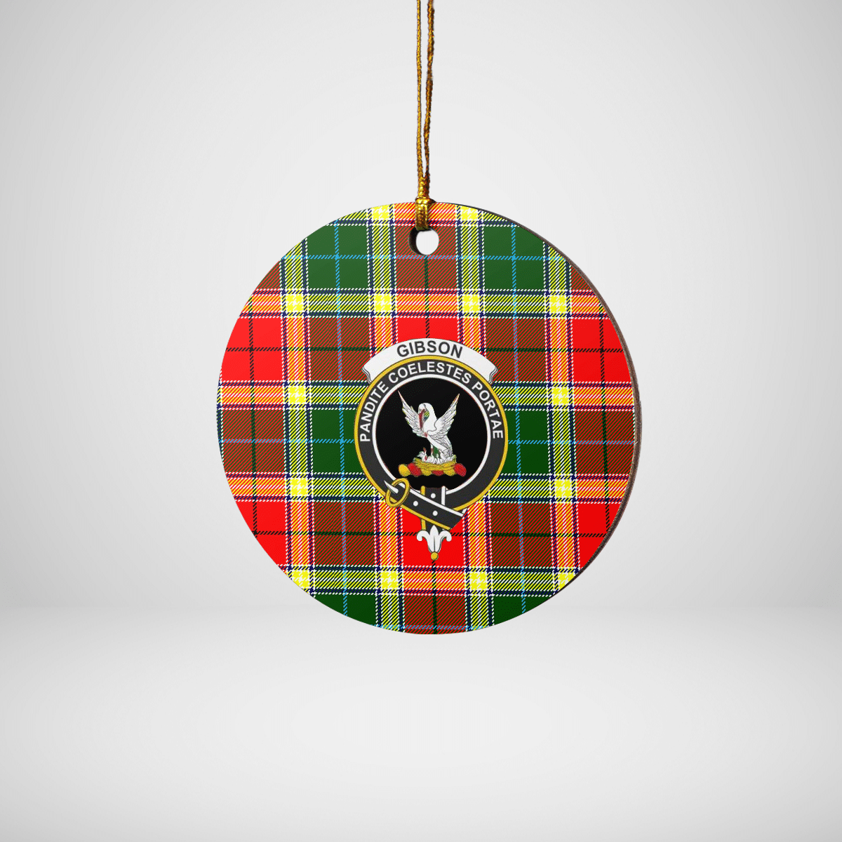 Clan Gibbs Tartan Crest Round Ceramic Ornament PQ15 Gibbs Tartan Tartan Christmas   