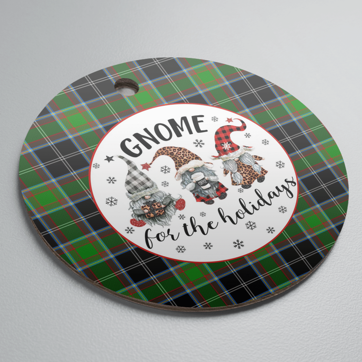 Clan Webster Tartan Tartan Crest Gnome Round Ceramic Ornament FS94 Webster Tartan Tartan Christmas   