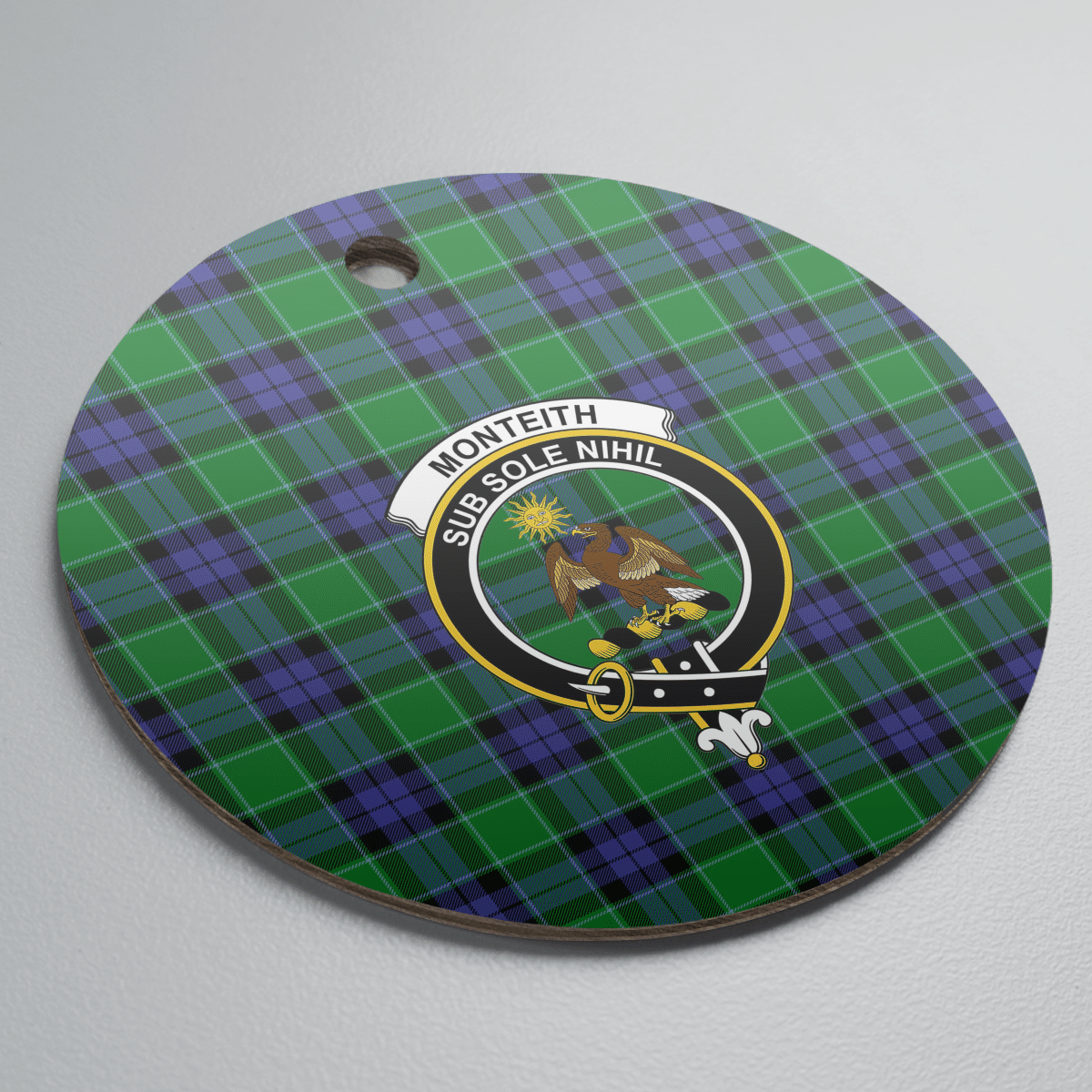 Clan Monteith Tartan Crest Round Ceramic Ornament FB53 Monteith Tartan Tartan Christmas   