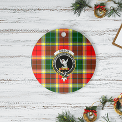 Clan Gibbs Tartan Crest Round Ceramic Ornament PQ15 Gibbs Tartan Tartan Christmas   