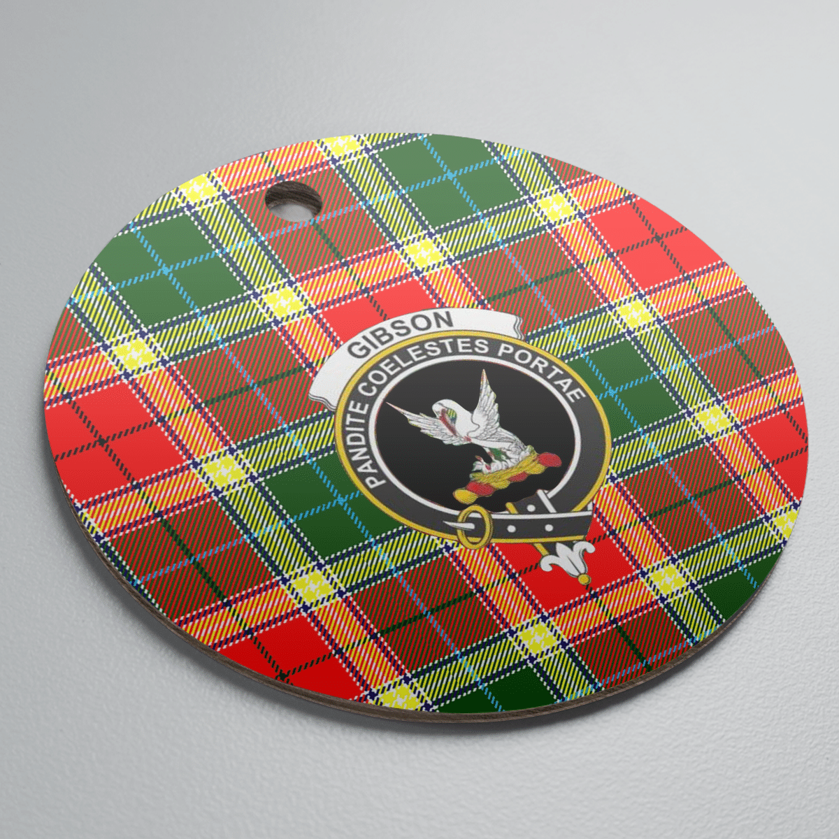 Clan Gibbs Tartan Crest Round Ceramic Ornament PQ15 Gibbs Tartan Tartan Christmas   