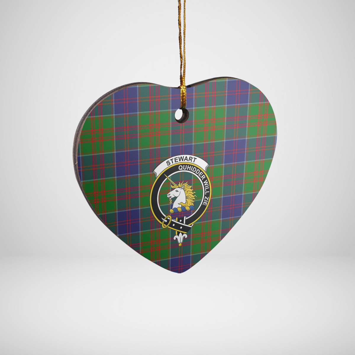 Clan Stewart of Appin Hunting Modern Tartan Crest Heart Ceramic Ornament GN60 Stewart of Appin Hunting Modern Tartan Tartan Christmas   