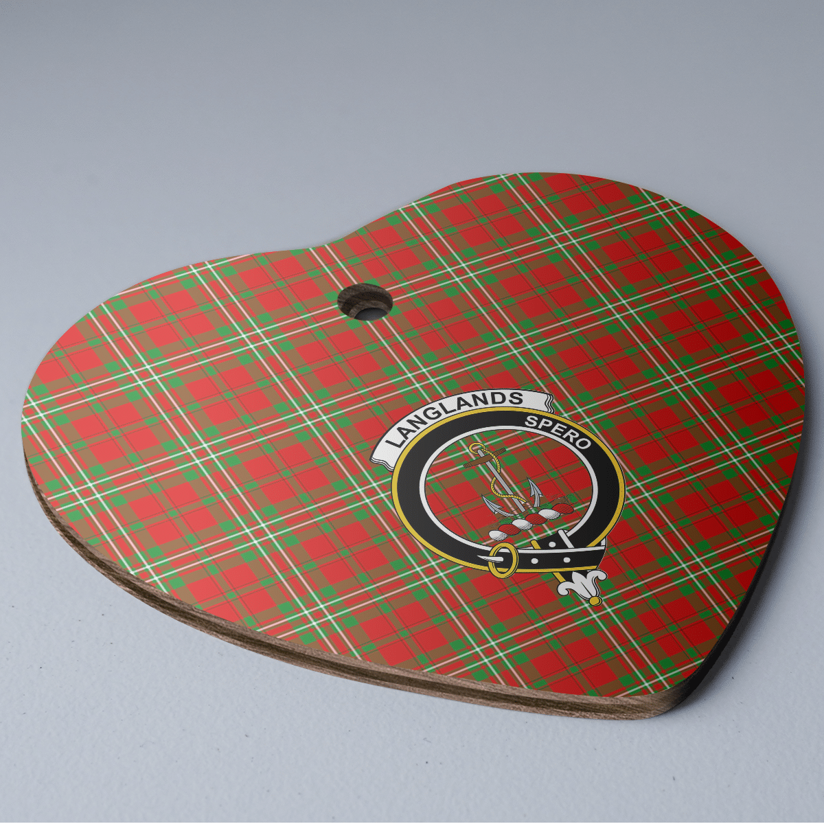 Clan Langlands Tartan Crest Heart Ceramic Ornament QM11 Langlands Tartan Tartan Christmas   