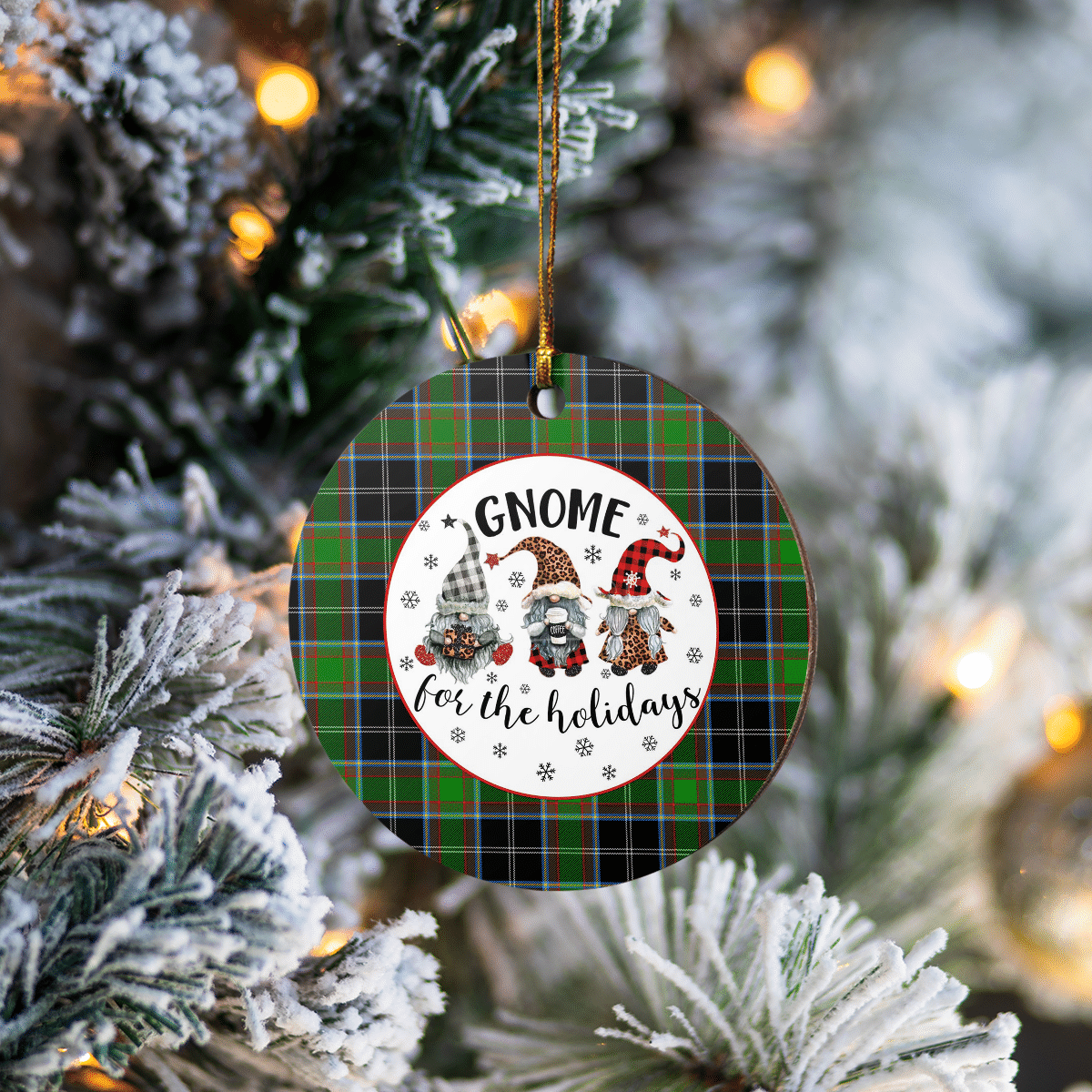 Clan Webster Tartan Tartan Crest Gnome Round Ceramic Ornament FS94 Webster Tartan Tartan Christmas   