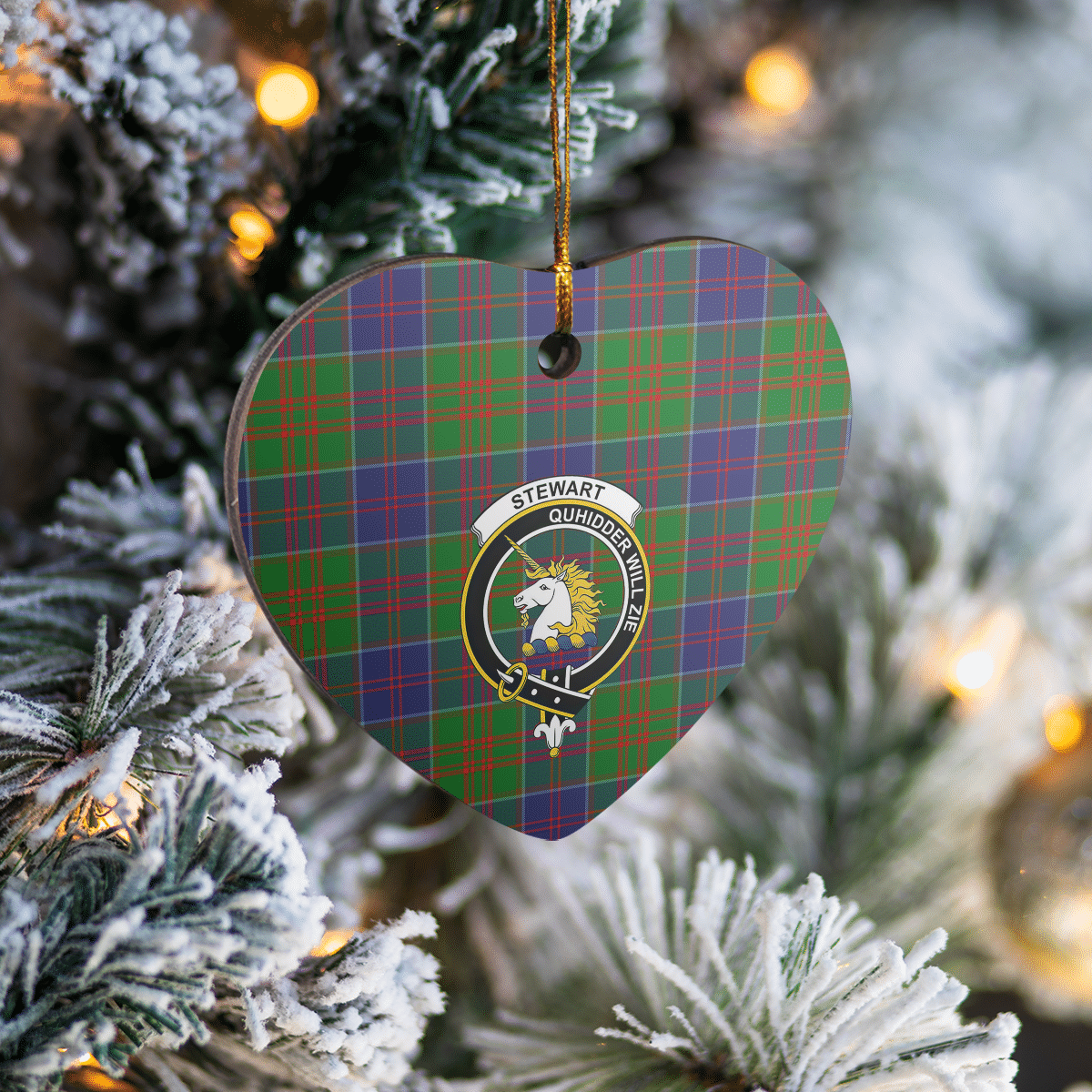 Clan Stewart of Appin Hunting Modern Tartan Crest Heart Ceramic Ornament GN60 Stewart of Appin Hunting Modern Tartan Tartan Christmas   