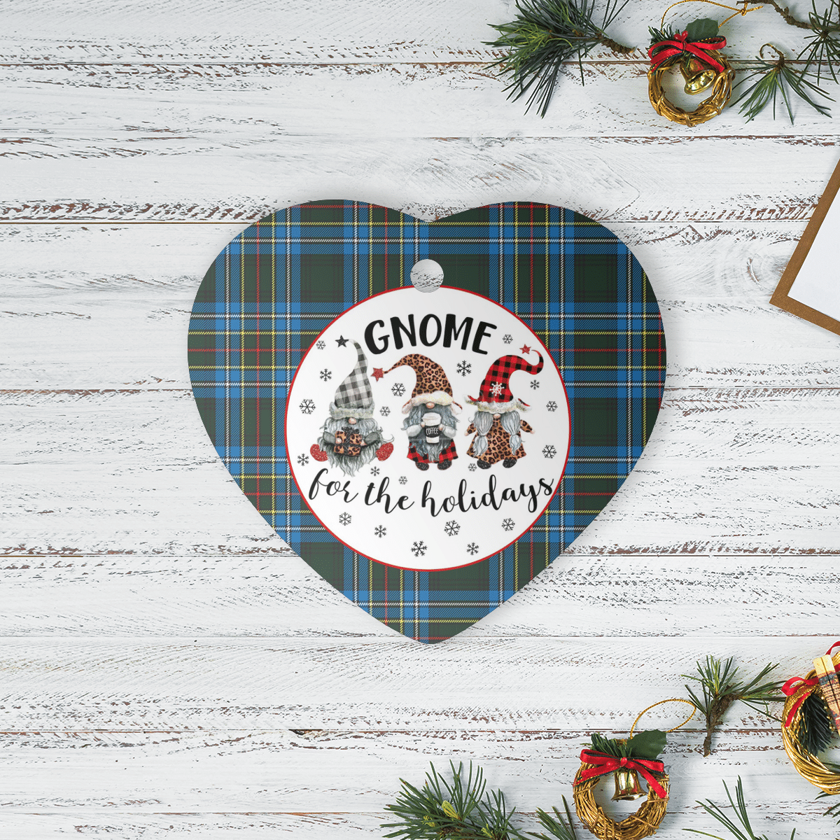 Clan Cockburn Modern Tartan Tartan Crest Gnome Heart Ceramic Ornament EI16 Cockburn Modern Tartan Tartan Christmas   