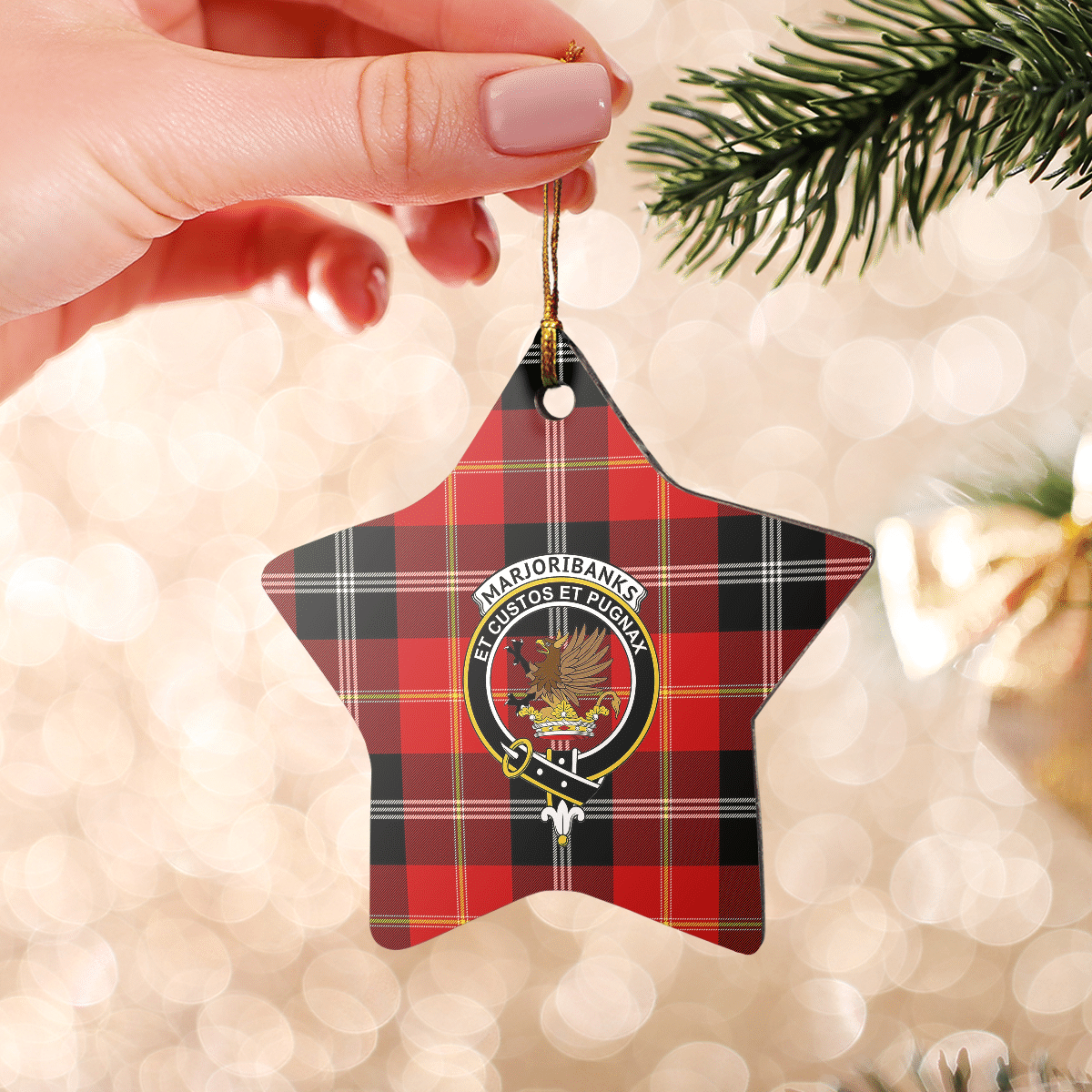 Clan Marjoribanks Tartan Crest Star Ceramic Ornament PA85 Marjoribanks Tartan Tartan Christmas   