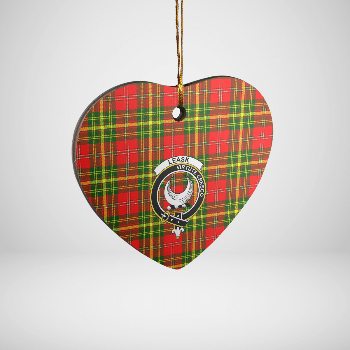 Clan Leask Tartan Crest Heart Ceramic Ornament YH17 Leask Tartan Tartan Christmas   