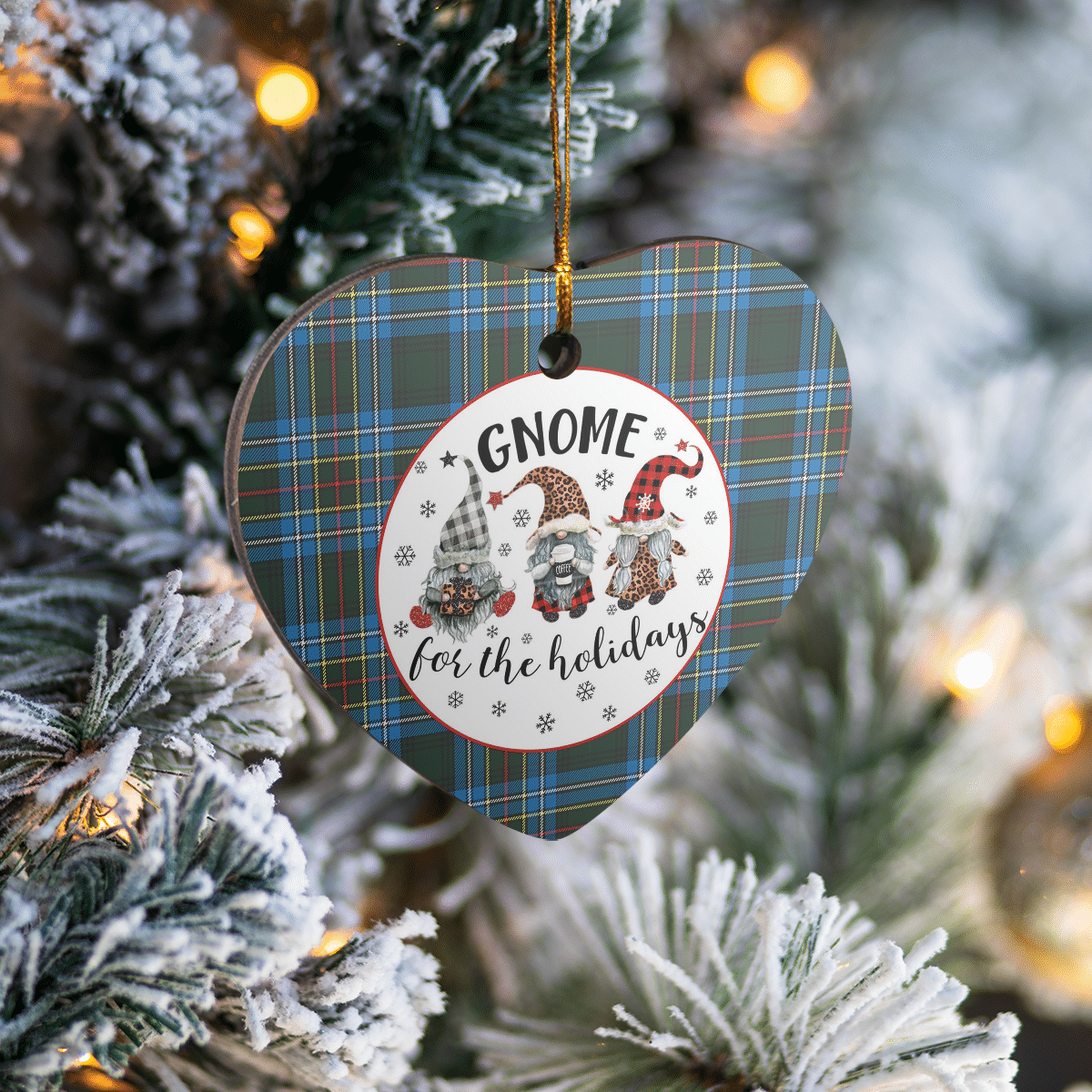 Clan Cockburn Modern Tartan Tartan Crest Gnome Heart Ceramic Ornament EI16 Cockburn Modern Tartan Tartan Christmas   