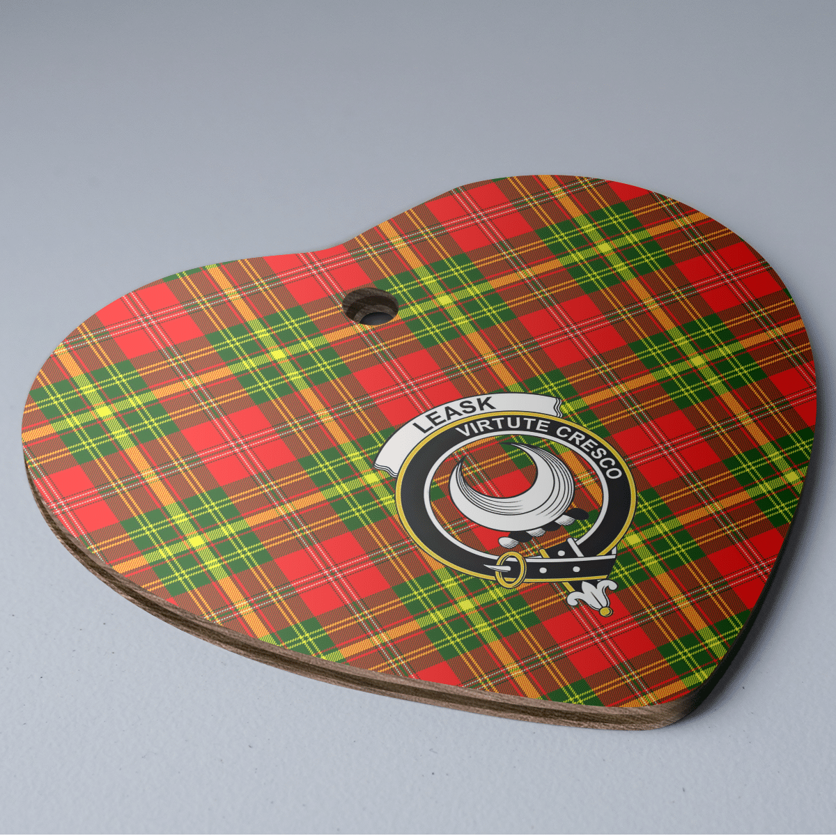 Clan Leask Tartan Crest Heart Ceramic Ornament YH17 Leask Tartan Tartan Christmas   