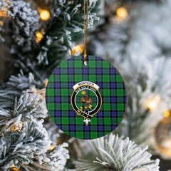 Clan Monteith Tartan Crest Round Ceramic Ornament FB53 Monteith Tartan Tartan Christmas   