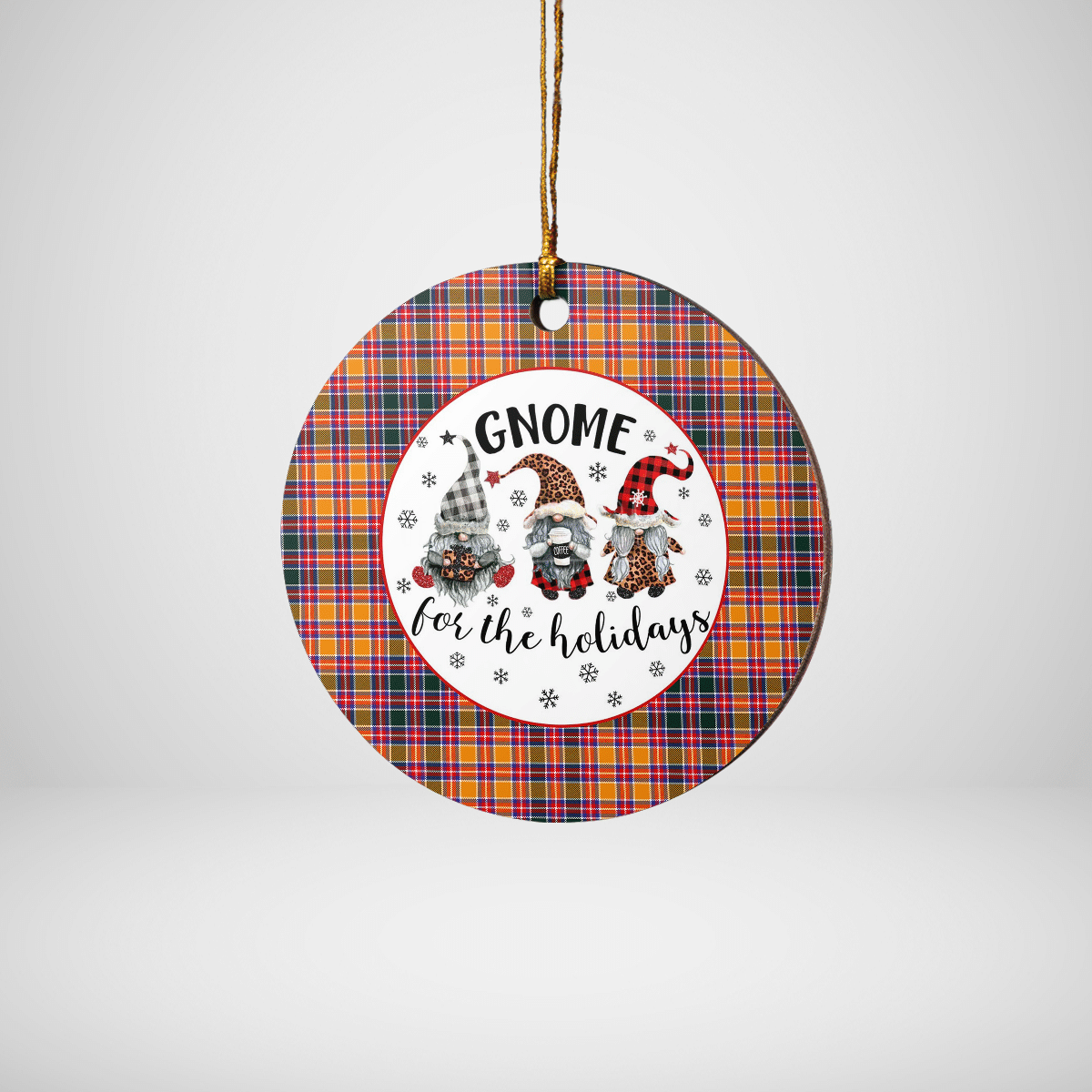 Clan Jacobite Tartan Tartan Crest Gnome Round Ceramic Ornament PK51 Jacobite Tartan Tartan Christmas   