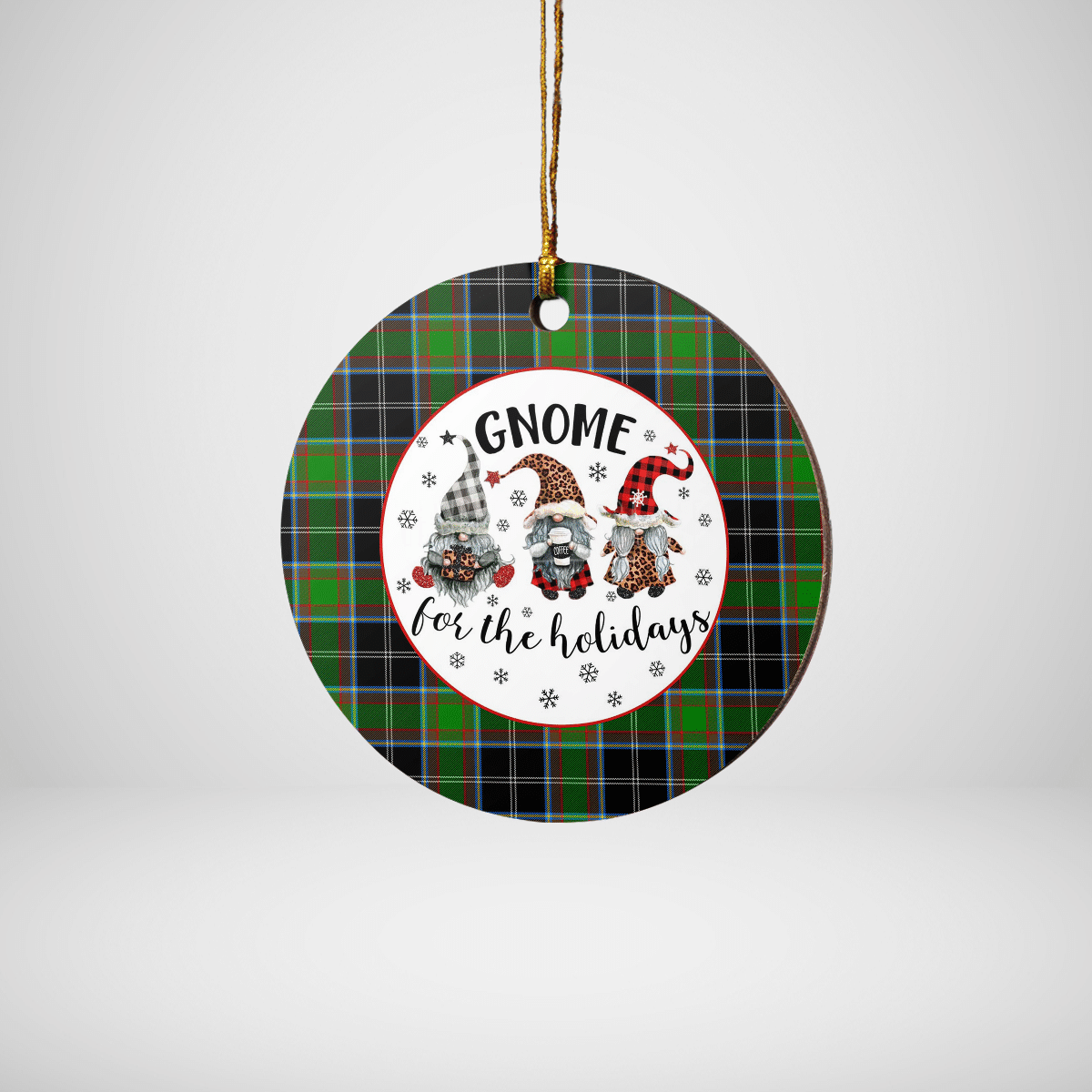 Clan Webster Tartan Tartan Crest Gnome Round Ceramic Ornament FS94 Webster Tartan Tartan Christmas   