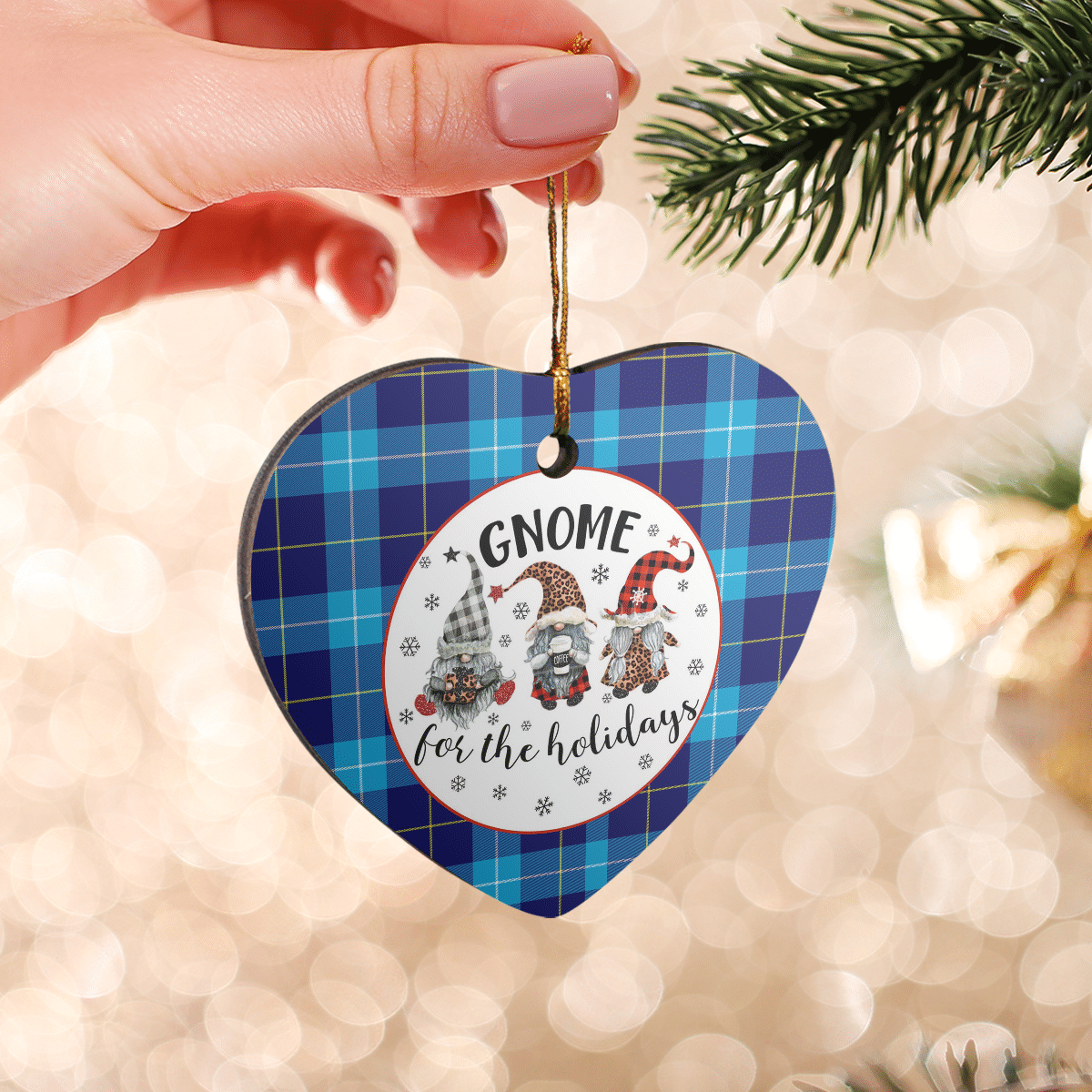 Clan McKerrell Tartan Tartan Crest Gnome Heart Ceramic Ornament MY67 McKerrell Tartan Tartan Christmas   