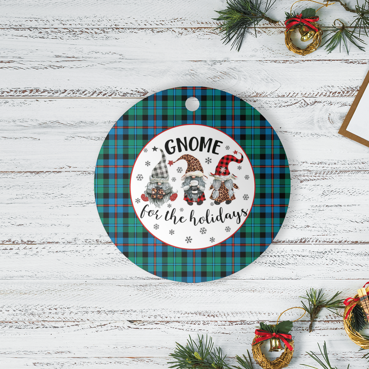 Clan Campbell of Cawdor Ancient Tartan Tartan Crest Gnome Round Ceramic Ornament NR88 Campbell of Cawdor Ancient Tartan Tartan Christmas   