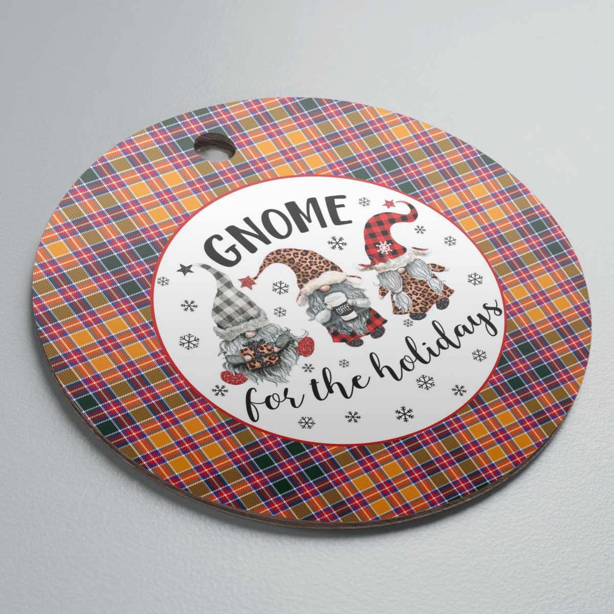 Clan Jacobite Tartan Tartan Crest Gnome Round Ceramic Ornament PK51 Jacobite Tartan Tartan Christmas   