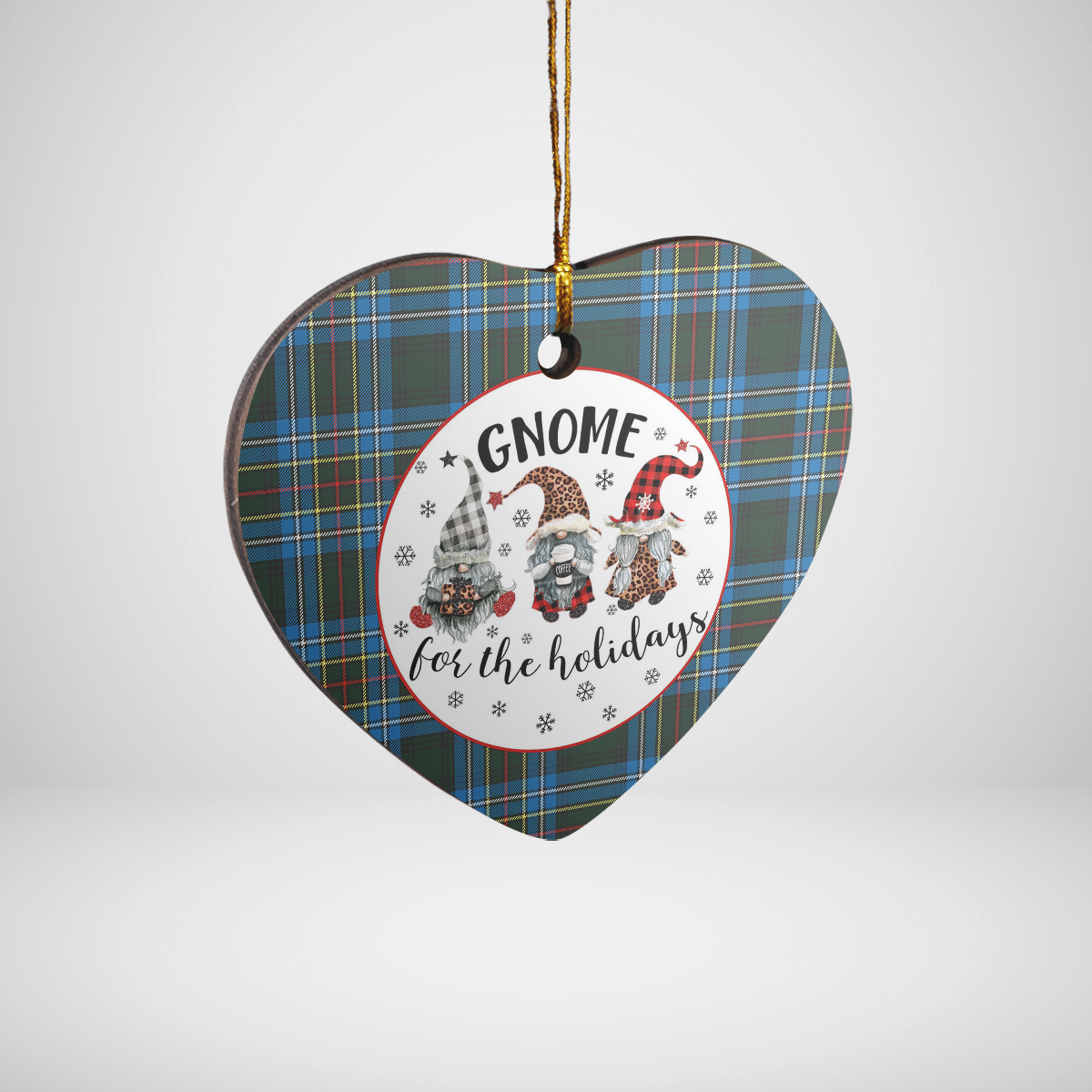 Clan Cockburn Modern Tartan Tartan Crest Gnome Heart Ceramic Ornament EI16 Cockburn Modern Tartan Tartan Christmas   