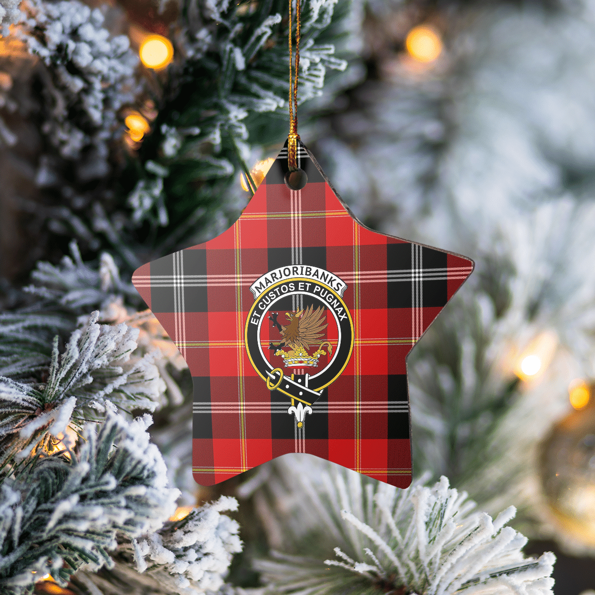 Clan Marjoribanks Tartan Crest Star Ceramic Ornament PA85 Marjoribanks Tartan Tartan Christmas   