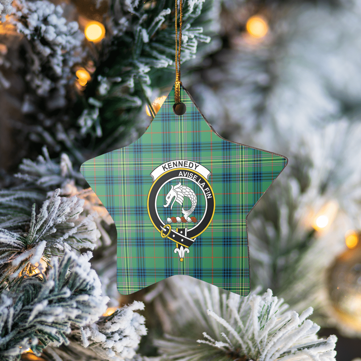 Clan Kennedy Ancient Tartan Crest Star Ceramic Ornament ZP64 Kennedy Ancient Tartan Tartan Christmas   